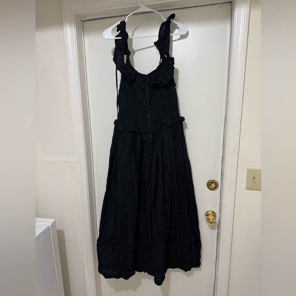 Pilcro Black Ruffled Maxi Dress